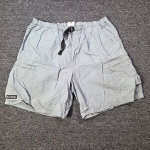 Columbia Cargo Shorts Mens L Grey Nylon Belted Hiking Fishing Gorpcore Utility